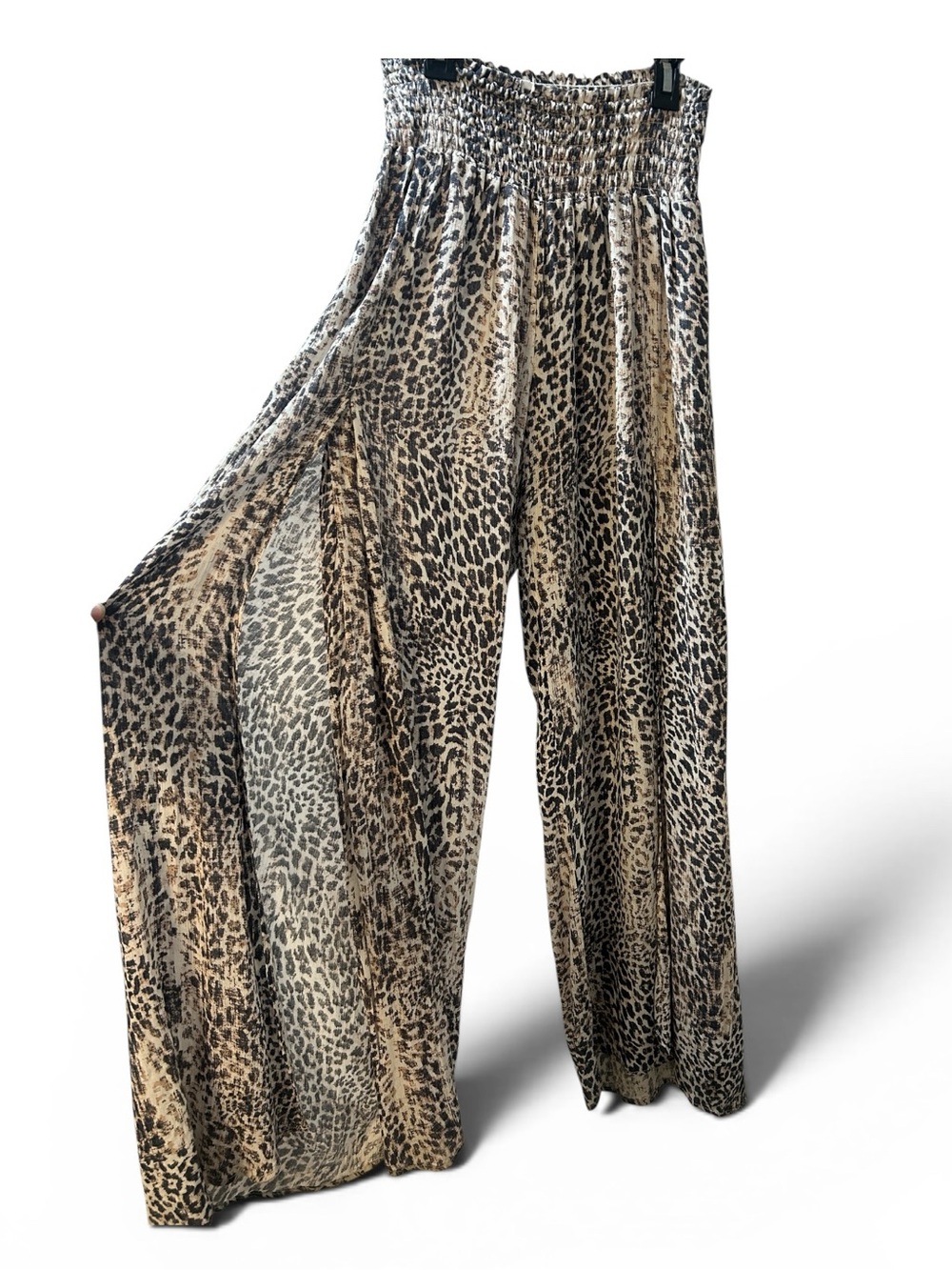 Rewash Beige and Black Leopard-Print Wide Leg Pants Women’s XL - Picture 2 of 4
